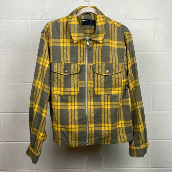 NWOT ASOS Design Harrington Check Jacket in Green/Yellow Men's XSMALL Full Zip - Picture 2 of 9